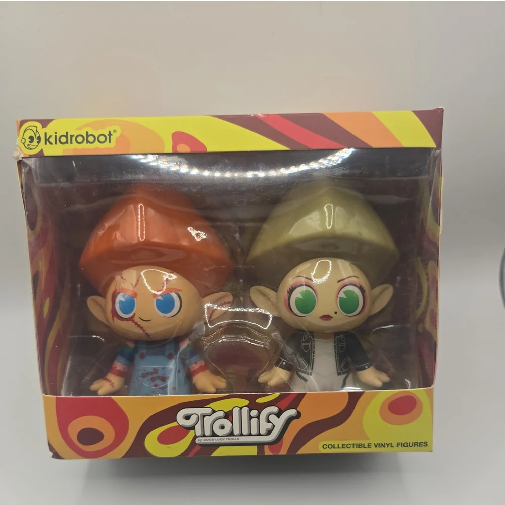 2023 Kidrobot Trollify Chucky & Bride of Chucky Troll Vinyl‎ Figures New Box DMG